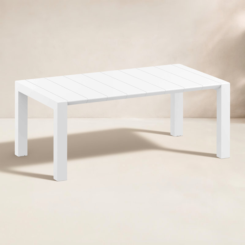 Farrah Rectangular Metal Outdoor Dining Table , in. W 39'' in. D, Rattan White, 39" W x 70" L x 29.5" H