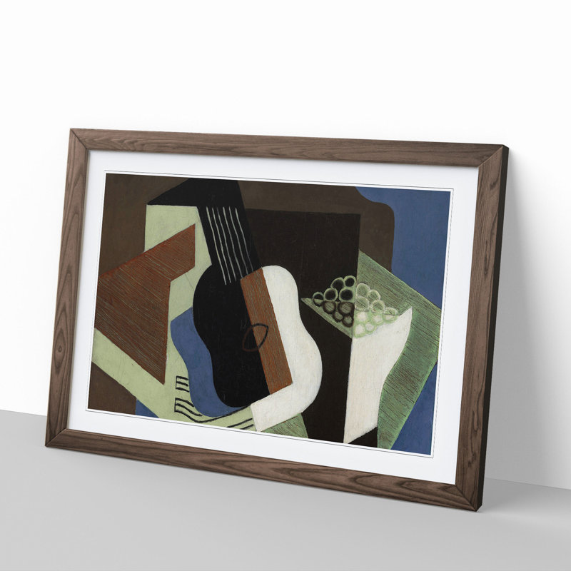 Guitar and Dish by Juan Gris - Framed Print, Walnut Framed, 27cm H x 36cm W x 2cm D