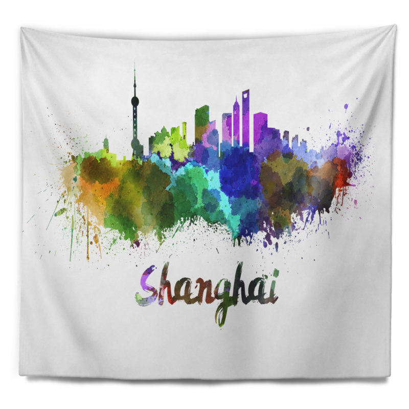 Tapisserie de shanghai skyline Cityscape, H 32 po x l 39 po