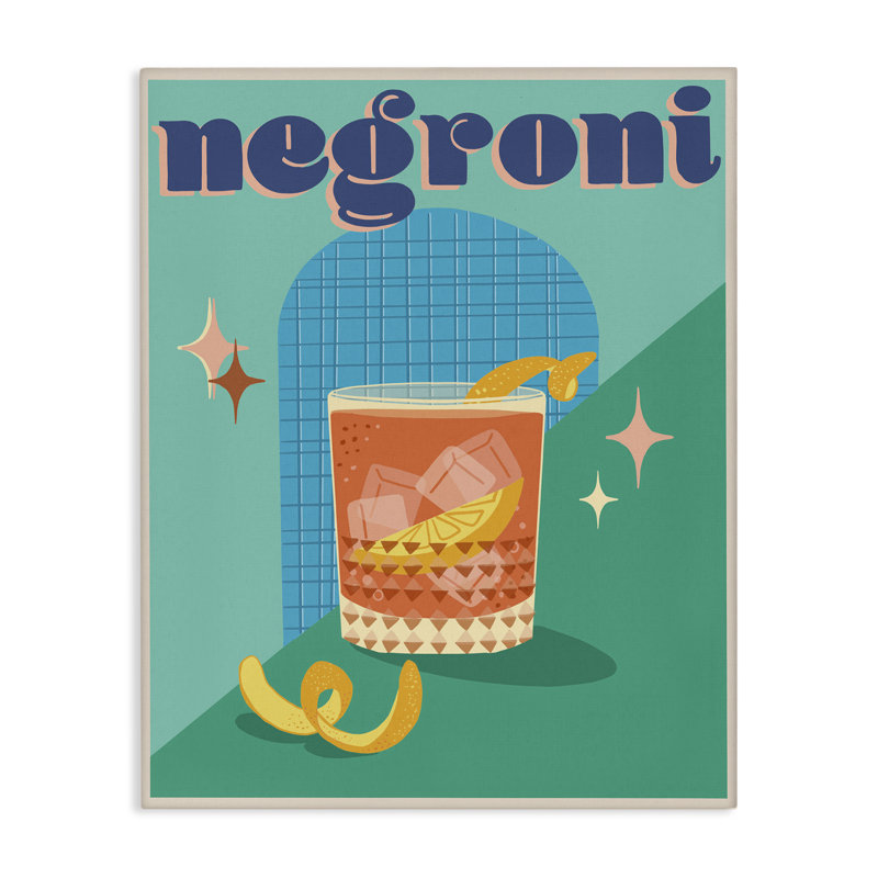 Art mural classique rétro sur toile Negroni par Jo Reid, H 20 po x l 16 po