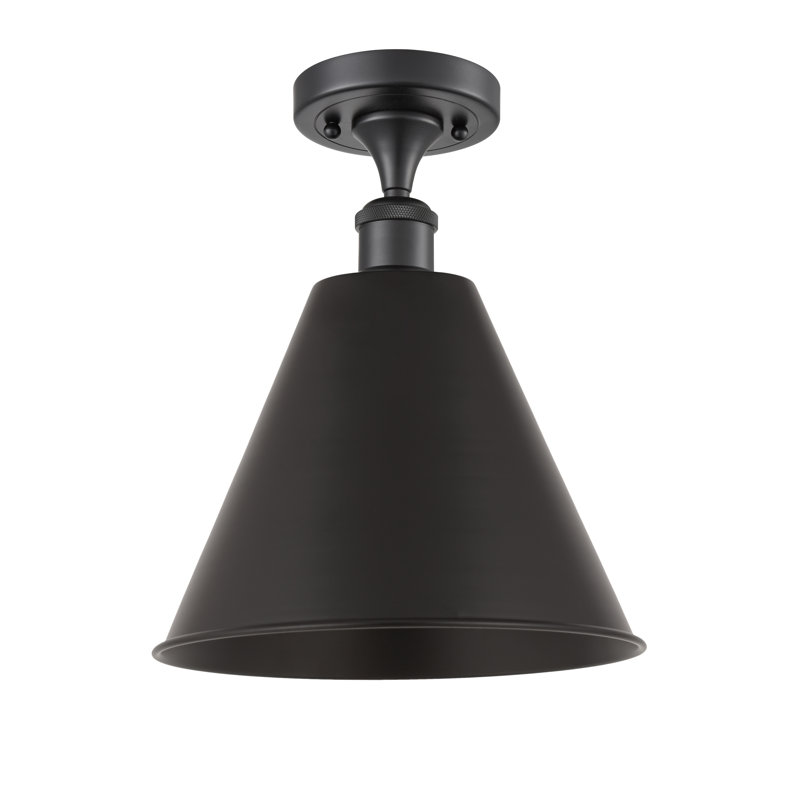 Plafonnier semi-encastré 1 lumière 8 po, H 14,75 po x l 12 po x P 12 po, Ampoule non incluse, Noir mat