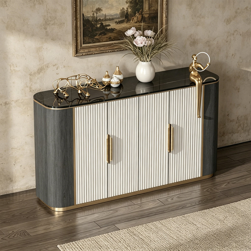 Buffet Modern, H 33,46 po x l 62,99 po x P 15,75 po, Gris anthracite / gris