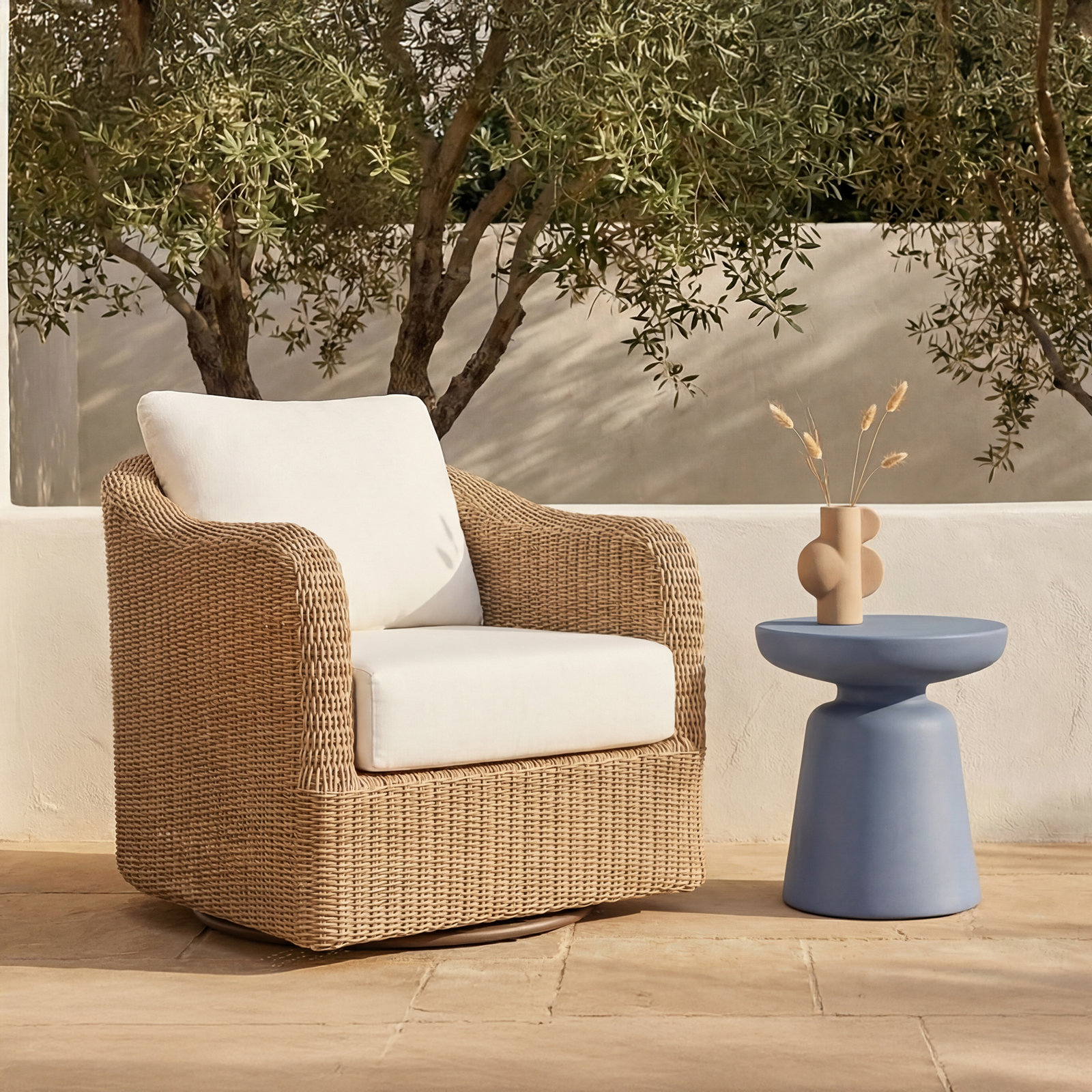 16" Patio Side Table, Blue