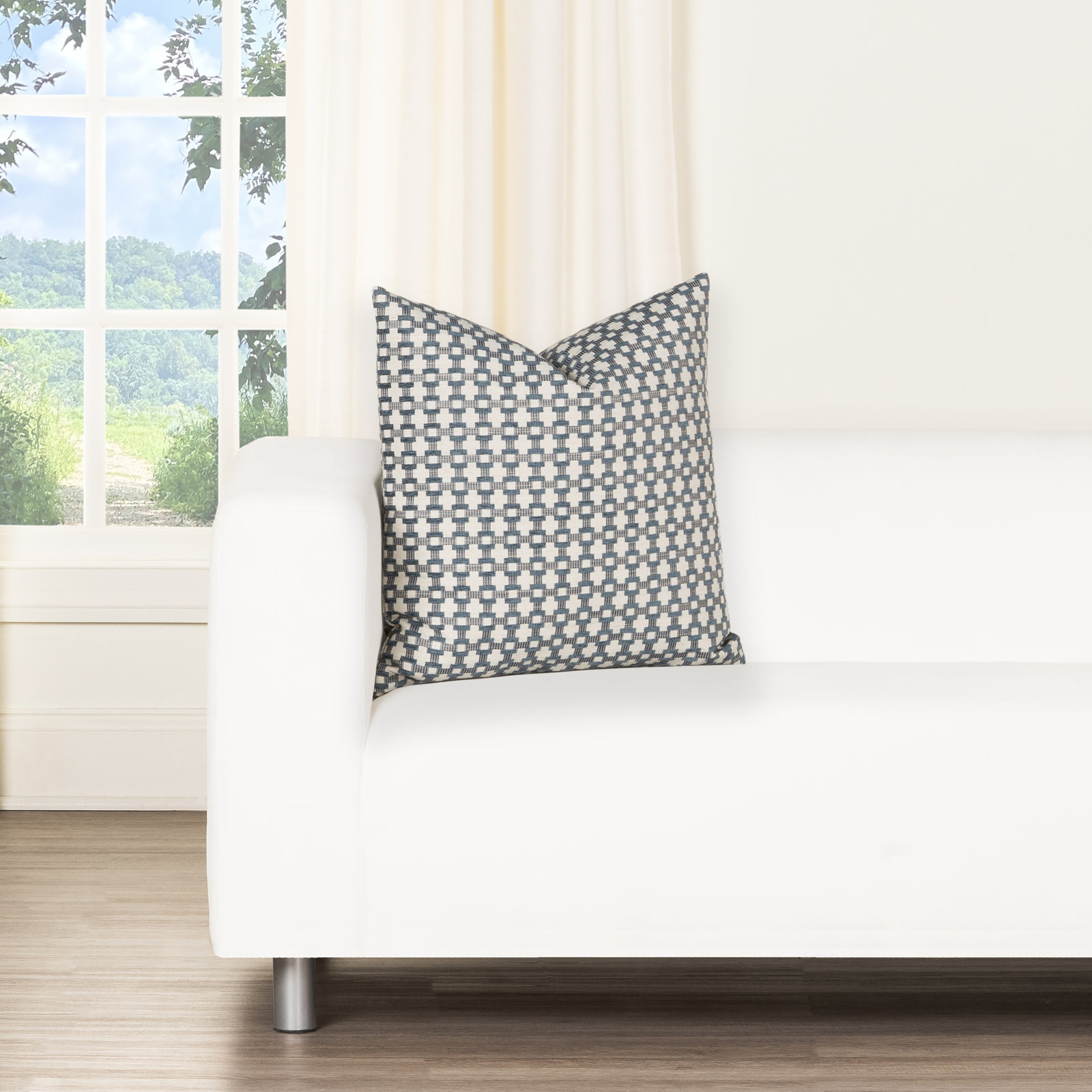 Throw Pillow, Polyester, Blue Geometric, Square 20"