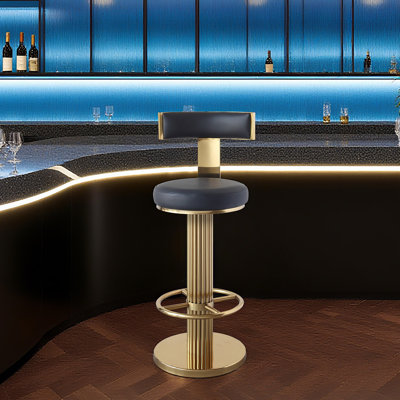 Adjustable Gold Swivel Bar Stools, Counter Height Barstools with Back for Kitchen Island Bar in Black(1PCS)