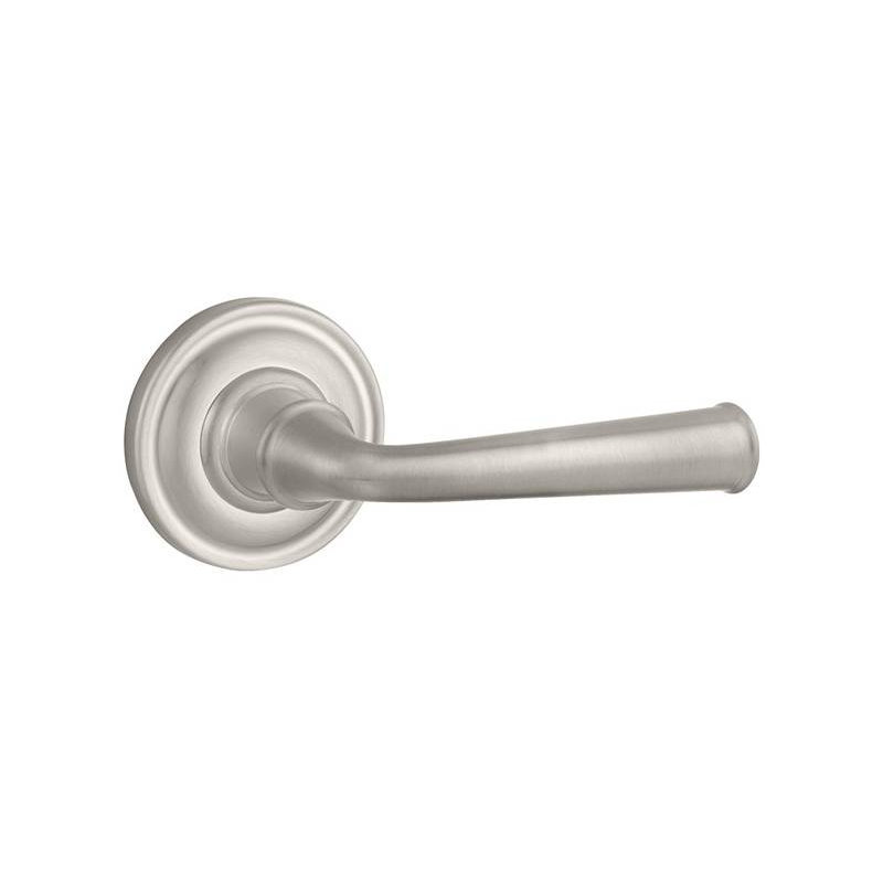 Federal Passage Door Lever with Traditional Round Rose, Satin Nickel, Right
