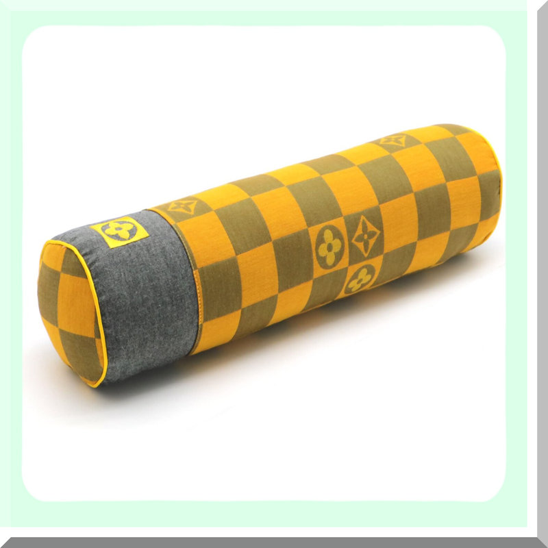 ComfortMax Cervical Support Pillow - Round Bolster Tube Pillow for Neck, Back, and Legs - Removable Washable Cover - Yellow