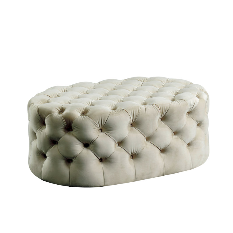 Repose-pieds ovale capitonné de 45 po Wisniewski, Beige