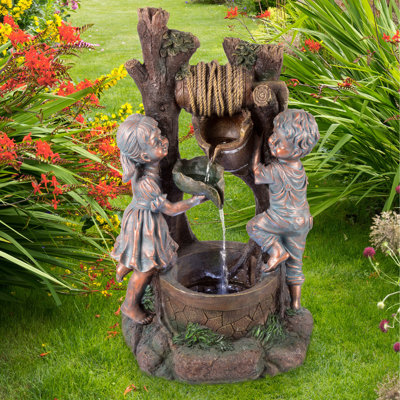 Shaunna Outdoor Weather Resistant Sculptural Fountain with Lights
