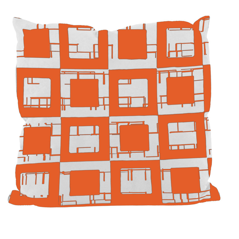 Housse et insert de coussin géométrique carré, H 20 po x l 20 po, Orange