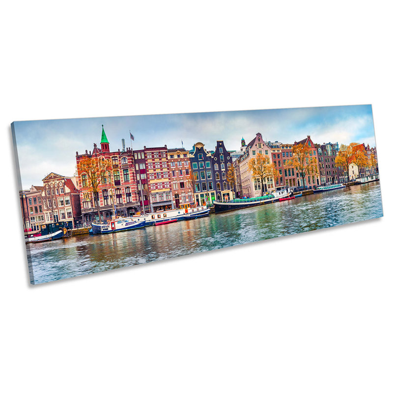 Amsterdam City Canal - Wrapped Canvas Panoramic Print, 45.72cm H x 137.16cm W