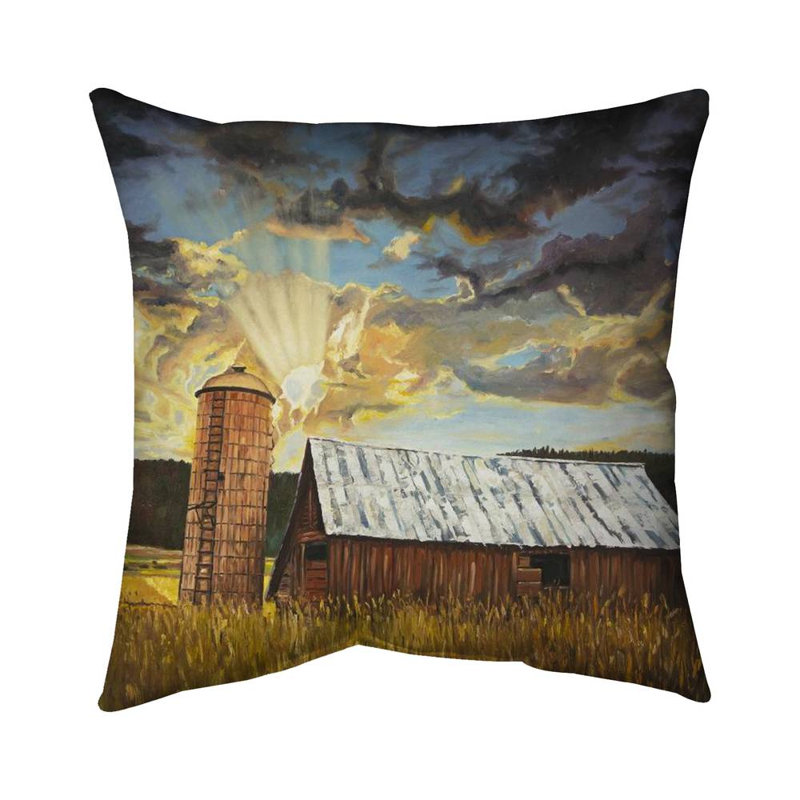 Hay barn - 20"x20" Throw pillow - Poly twill - Print on demand, 20" H x 20" W, Polyester/Polyfill