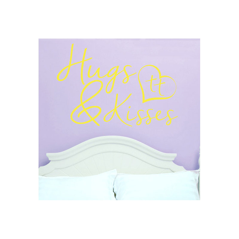 Hugs and Kisses Wall Sticker, Large, Bright Yellow