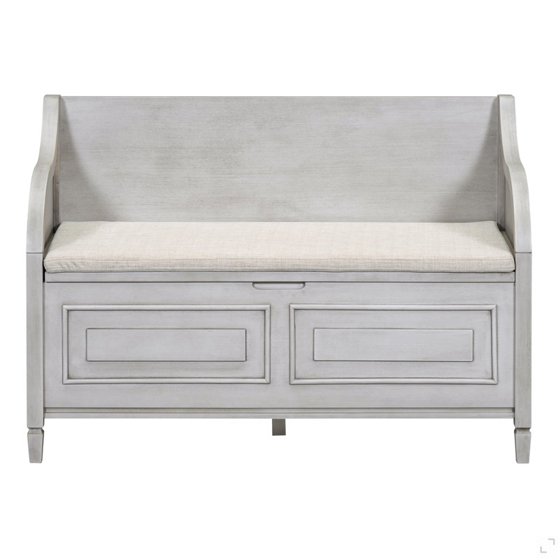 Rustic Style Solid Wood Entryway Multifunctional Storage Bench With Safety Hinge, Gray