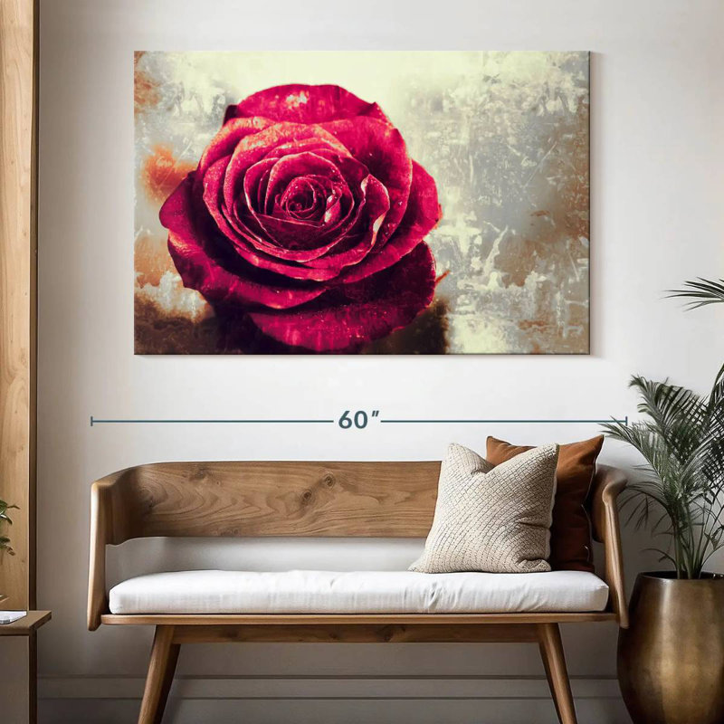 Harnek Textured Grunge Rose, 34" H x 51" W