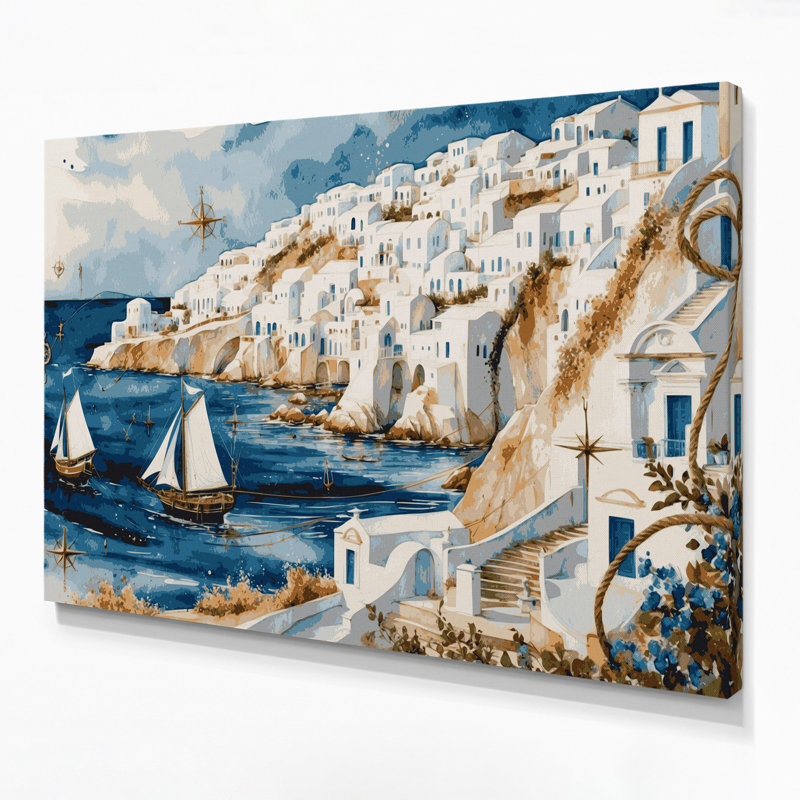 Art nautique sur toile beige, H 11 po x l 14 po