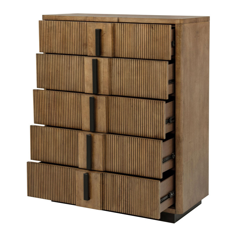 Commode 5 tiroirs brun cendré