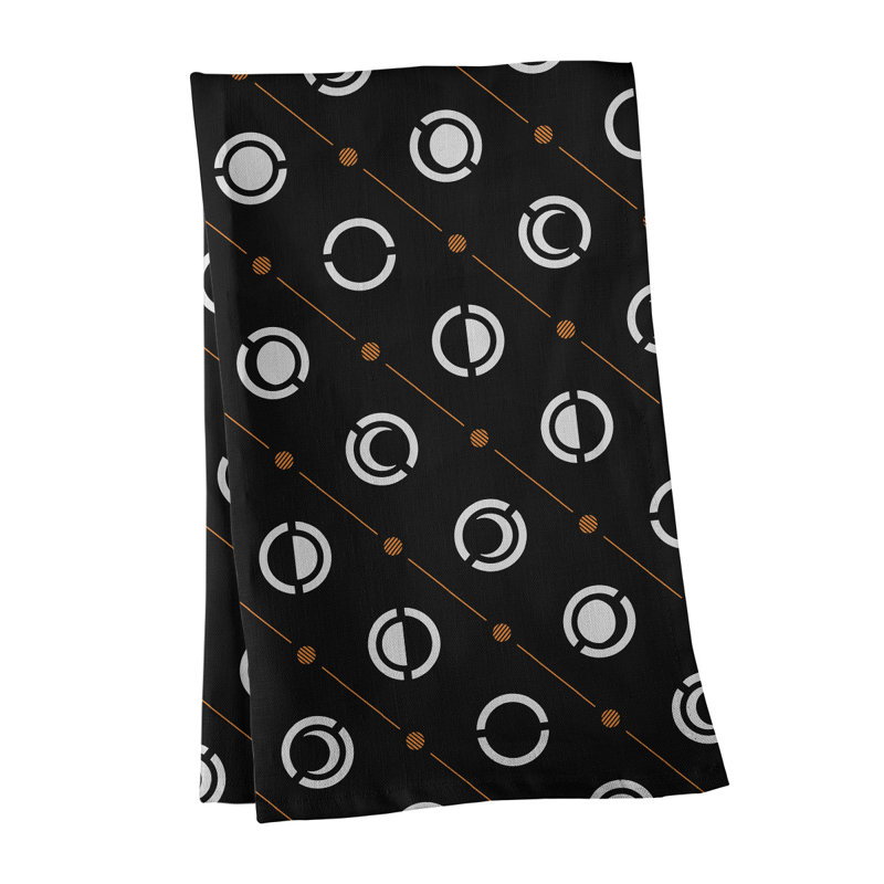 Torchon Moon phases, Noir / blanc / patate douce, Polyester sergé