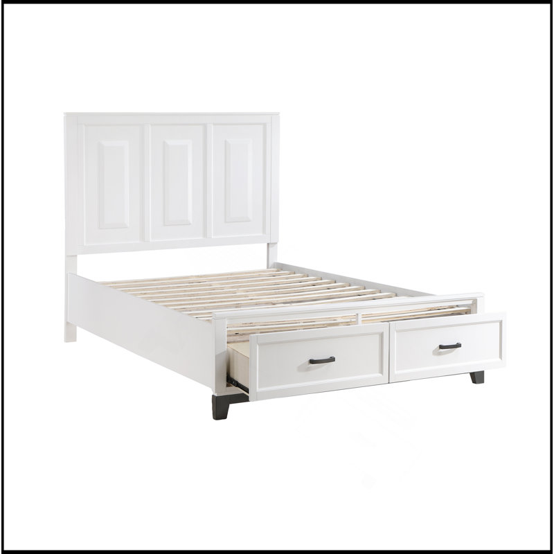 Lit plateforme avec meubles de chambre à coucher en bois avec tiroirs de rangement 1pc, Grand lit, Blanc