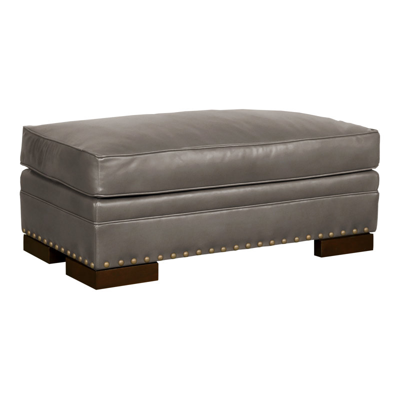 Riverside Ottoman, Dove Gray, Regent Chalk Genuine Leather, Yes