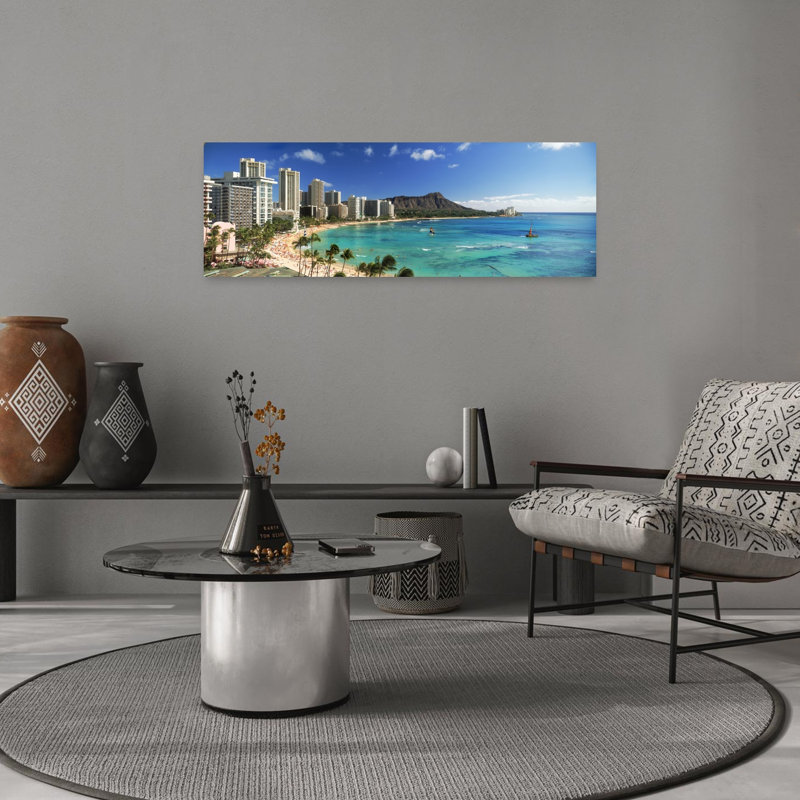 Buildings Along The Coastline Diamond Head Waikiki Beach Oahu Honolulu Hawaii USA by Chad Ehlers - Wrapped Canvas Panoramic Print