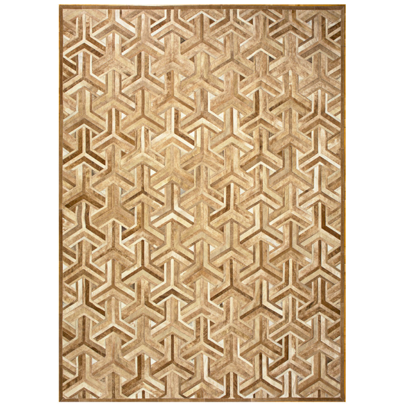 Nemesis Cowhide Geometric Area Rug, Rectangle 9' x 12'