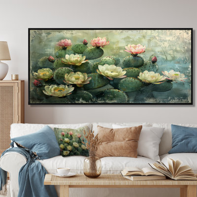 Cactus vert rose, fragiles - impression d'art mural cactus floral