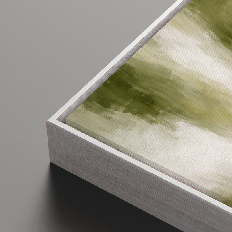 «Modern Modern Green Landscape with Flowing Line Accents», art mural encadré, H 16 po x l 24 po, Blanc