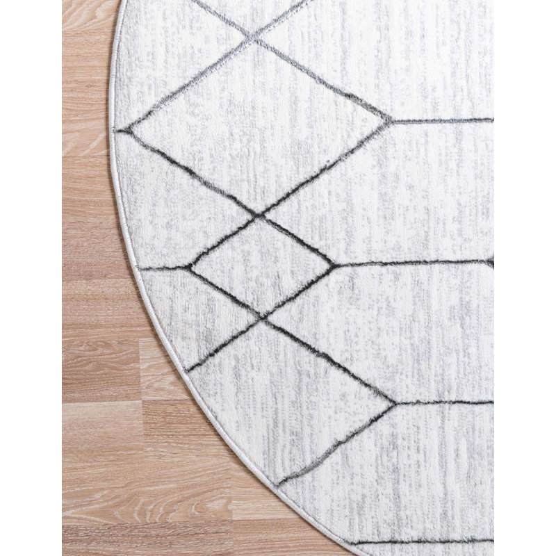 Tapis contemporain Clidy couleur acier, Rond 8 pi