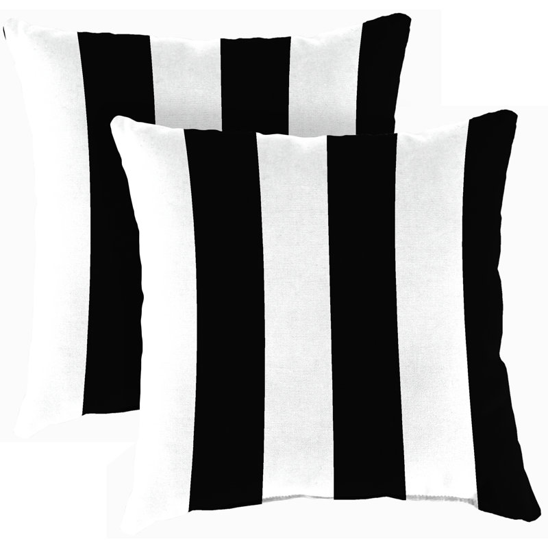 18" x 18" Outdoor Throw Pillow, Black Striped