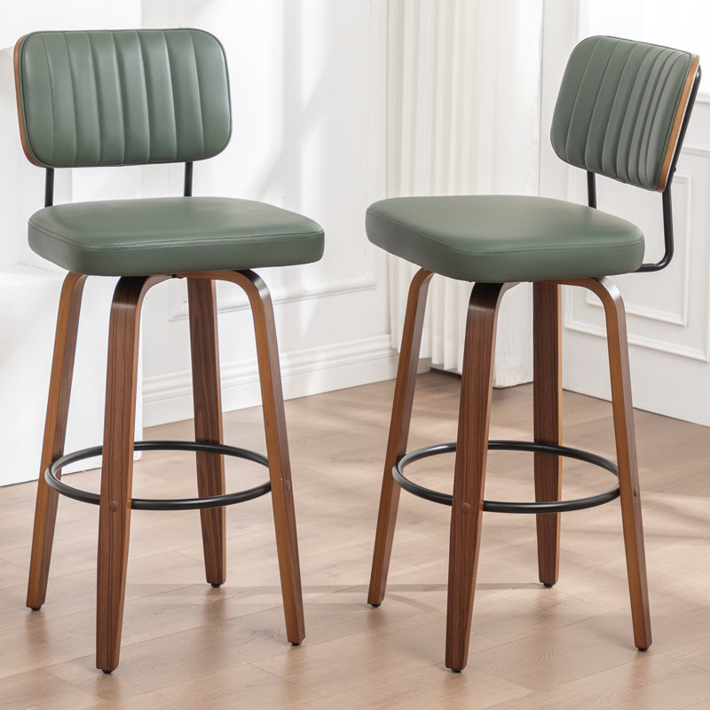 Tabouret de bar et de comptoir pivotant, Vert, Tabouret de comptoir (siège d'une hauteur de 26,3