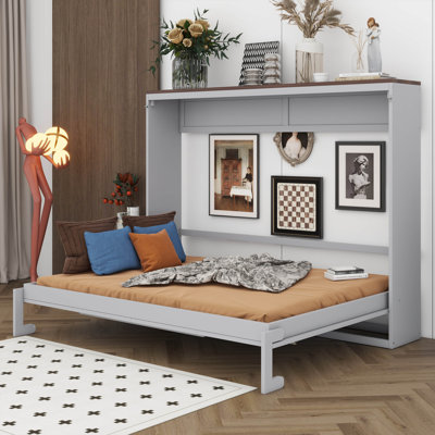 Queen Size Murphy Bed, Modern Horizontal Murphy Bed With Charging Station & USB Ports