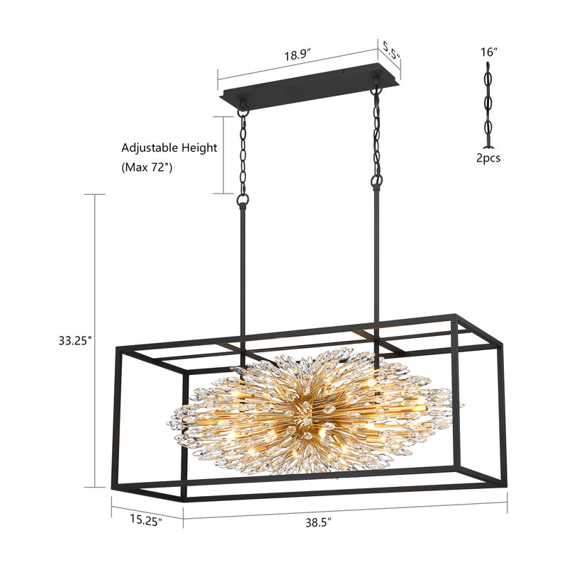38.5" 16-light Crystal Chandelier