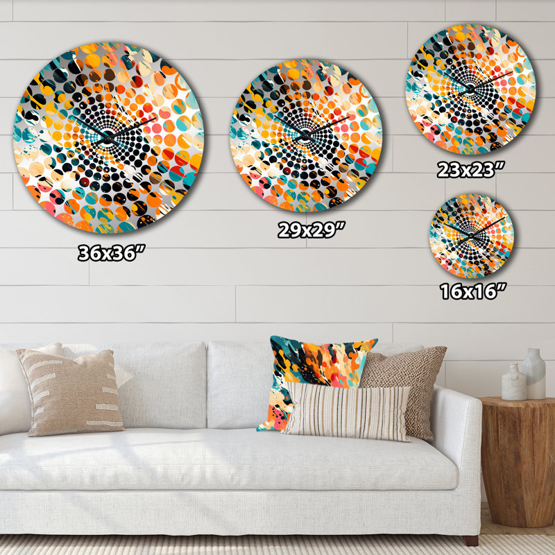 Horloge murale abstraite multicolore, Médium