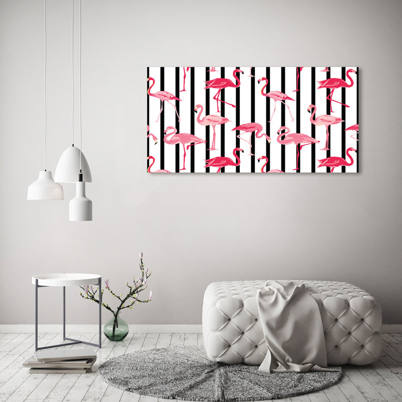 Flamingos Stripes - Wrapped Canvas Print