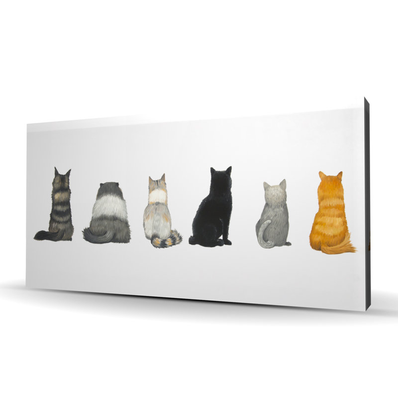 «Six Cats Lined Up Back View» - Décoration de chambre à coucher féline