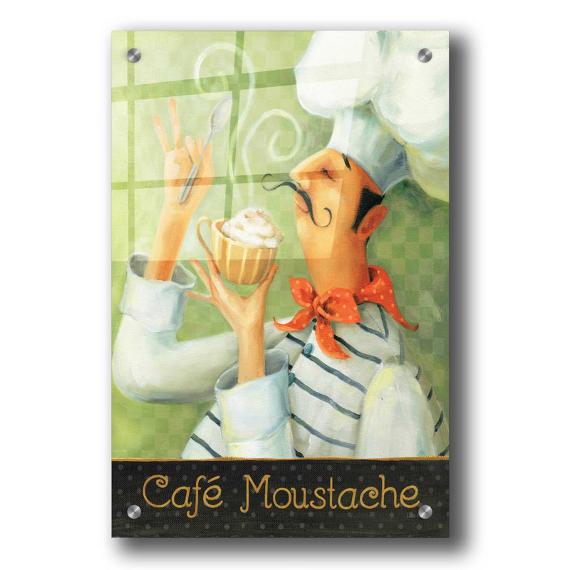 «Cafe Mustache II» par Lisa Audit, art mural en verre acrylique, H 36 po x l 24 po x P 0,2 po