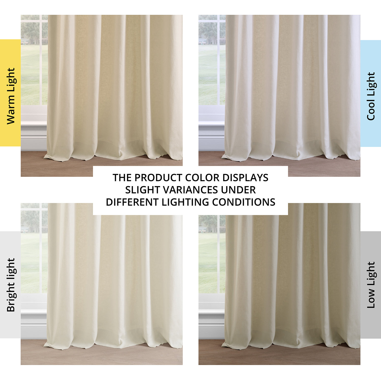Briella French Linen Room Darkening Curtain, Ancient Ivory, 50" W x 96" L
