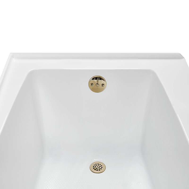 Streamline 66 in. x 32 in. Acrylic Right-Hand Drain Alcove Bathtub in Glossy White With External Drain, Polished Brass