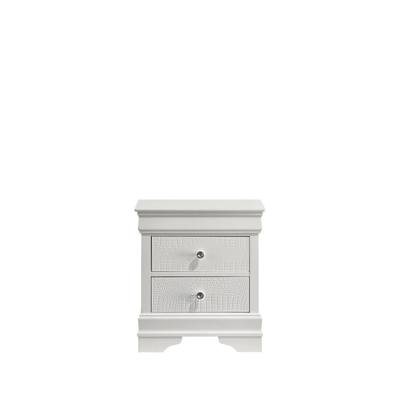 Table de chevet 2 tiroirs Blaze, Blanc