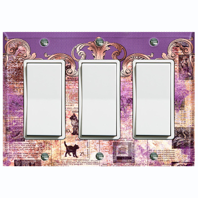 Patterned 3 - Gang Toggle Light Switch Standard Wall Plate