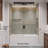 56‑60"W x 66"H Sliding Frameless Tub Shower Door, 5/16"(8mm) Clear Tempered Glass with Crystal‑clear Surface,Brushed Gold-135664198