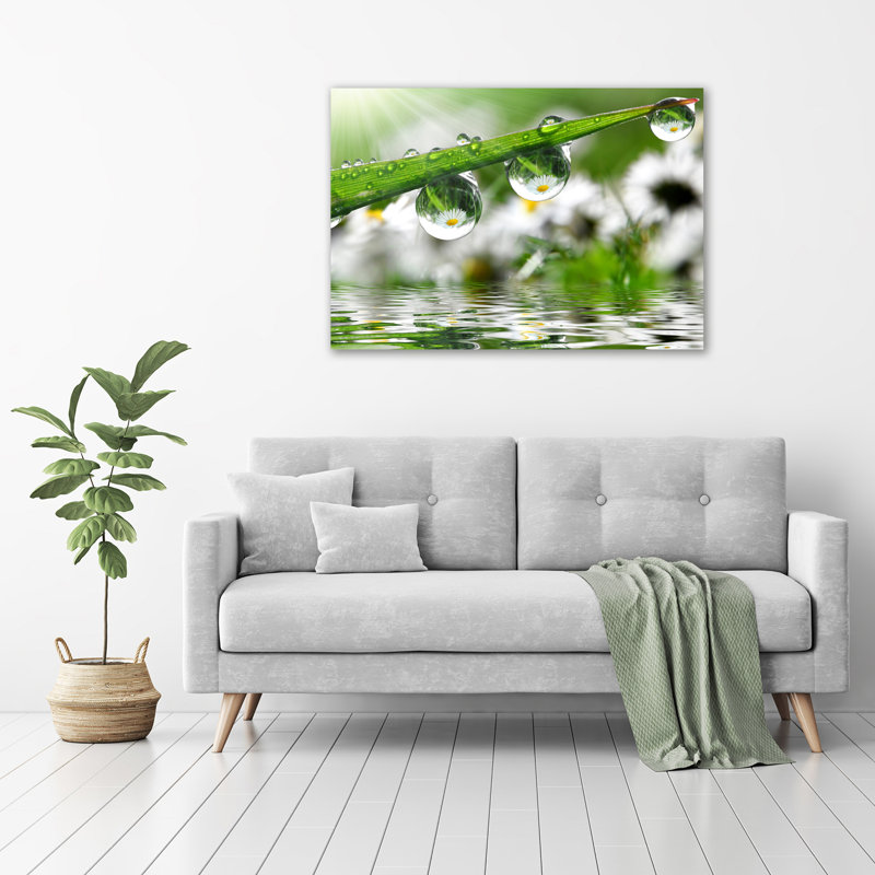 Drops On The Grass - Wrapped Canvas Print
