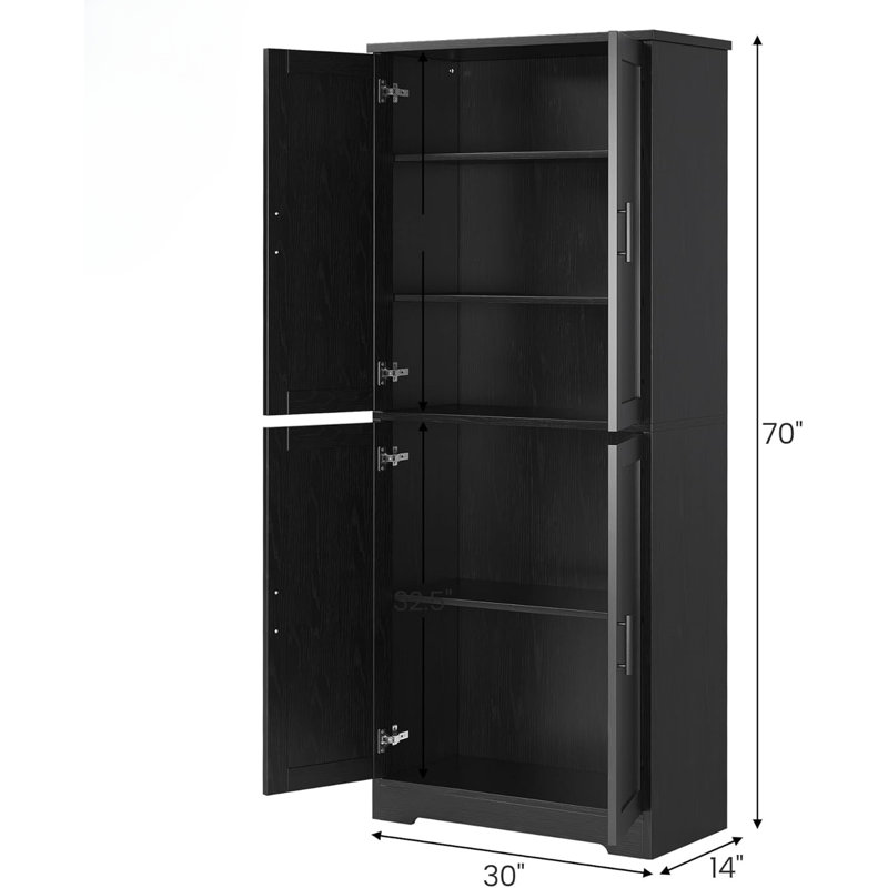 Armoire de cuisine, 70 po, Noir, noir, noir, noir