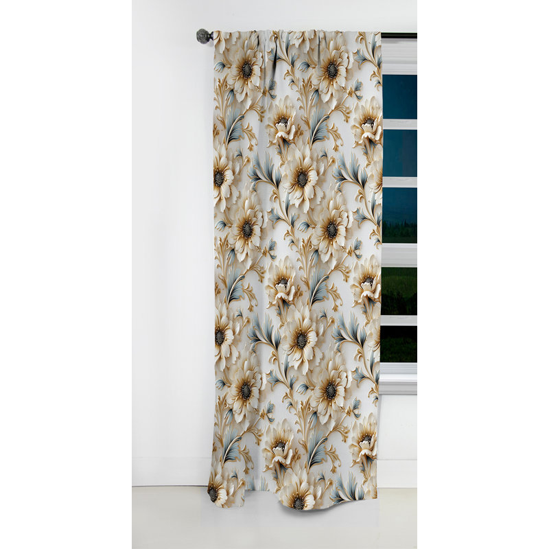Rideau occultant à motif damas rétro de style victorien III - 1 panneaux, L 52 po x L 120 po