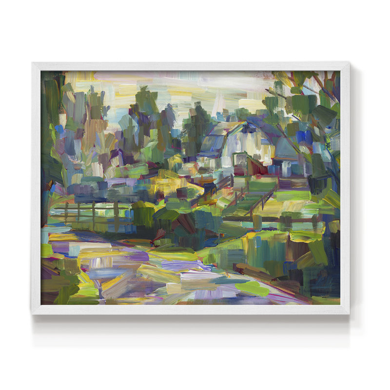 White Barn -Framed Print - Restickable, 22" H x 28" W, White