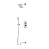 Trova Square Thermostatic Shower Trim Kit With Hand Held Shower And Tub Filler Brushed Nickel