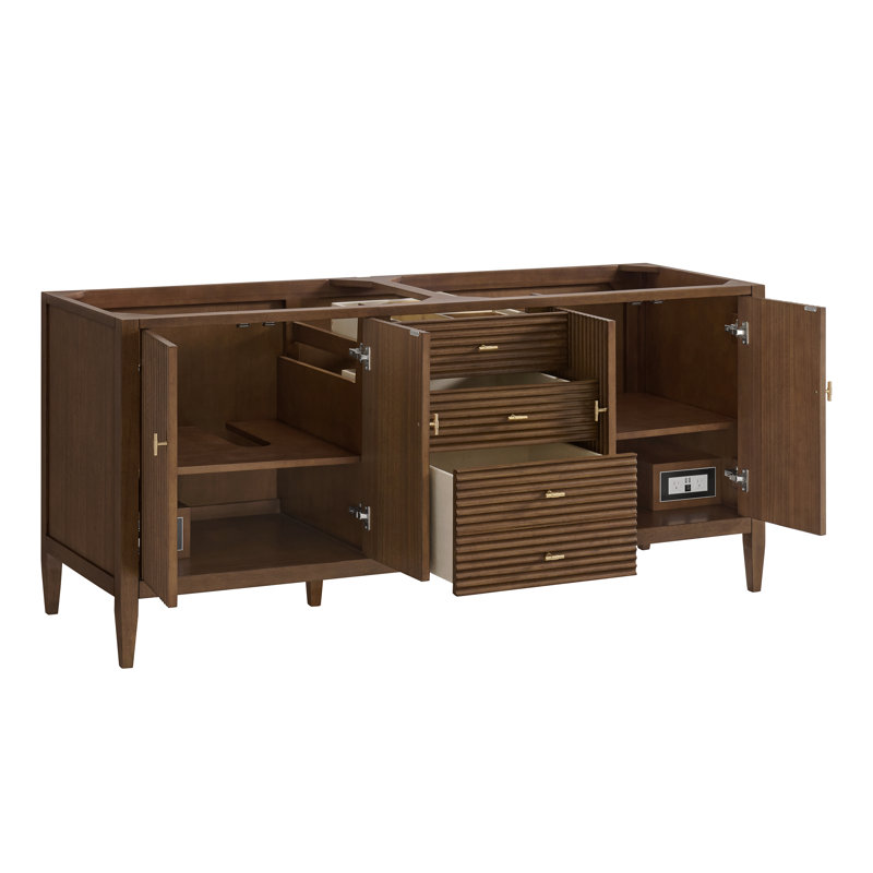 Myrrin 72'' W Double Bathroom Vanity Base, Brown