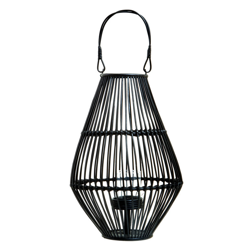 Bourbeau Wicker Tabletop Lantern, Black