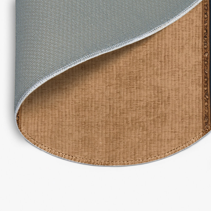 French Brown Indoor and Outdoor Area Rug, Round 5'